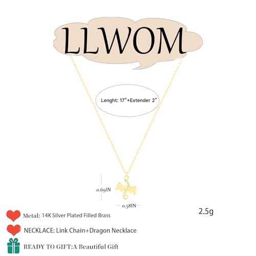 LLWOM Gold Necklace for Women-14k Gold Plated Infinity Necklace Star Of David Necklace Evil Eye Cross Pendants Heart Dainty Gold Necklace For Women - color: Gold, style: Dragon Necklace-1