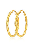 FindChic Twisted Hoop Earrings for Women, Silver/Black/14K Gold Plated Hypoallergenic Hollow Tube Rounded Loop Earrings, 30mm/40mm/60mm/80mm Hoops with Custom Name Options and Gift Box - color: c.Gold, size: 60MM