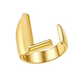 FindChic Customizable Initial Ring Statement 18K Gold Plated Fashion Cuff Rings for Women Alphabet Letter A to Z Resizable Knuckle Ring (with Gift Box) - color: L