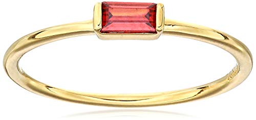 Amazon Essentials 18K Yellow Gold Plated Sterling Silver Cubic Zirconia Fashion Stackable Ring - color: Garnet Red,January, size: 7