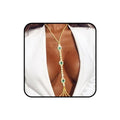 Bounzhi Rhinestone Crossover Body Chain Bra Shiny Crystal Chest Harness Bikini Body Jewelry - style: GreenRhinestone-Gold