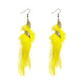 Feather Earrings for Women Bohemian Fringe Tassel Long Drop Dangle Earrings Lightweight Boho Statement earrings - color: yellow