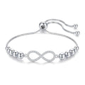 LeCalla 925 Sterling Silver Bolo Bracelet | Women's Italian Handmade Solid Adjustable Bolo Slider Bracelet | Lightweight Chain Bracelet Jewelry for Wife Girlfriend Her - color: Bead Ball CZ Infinity