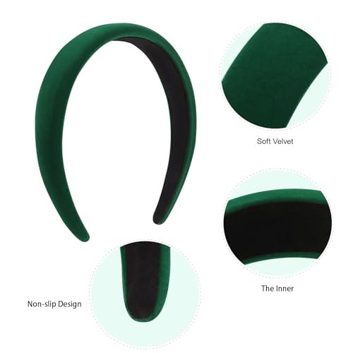 DRESHOW 4 Pcs Velvet Wide Headbands for Women Girls Turban Vintage Boho Head Bands Fashion Non Slip Head Wraps Hoop Hair Accessories - color: 4 Pack: Black, Dark Coffee, Dark Green, Coffee