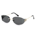 SOJOS Trendy Oval Sunglasses for Women,Fashion Rimless Metal Sun Glasses Y2K Style UV400 Protected SJ1271 - color: Grey