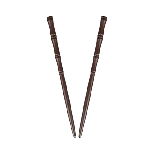 Carved Wooden Hair Sticks Set, Traditional Hair Chopsticks, 7 inches, 2 Pack, Vintage Style (Brown) - color: Brown
