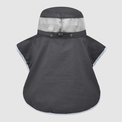 Womens Sun Hat Wide Brim UPF50+ Outdoor Sun Protection Ladies Fishing Hat with Neck Flap Detachable Face Cover - color: Dark Grey