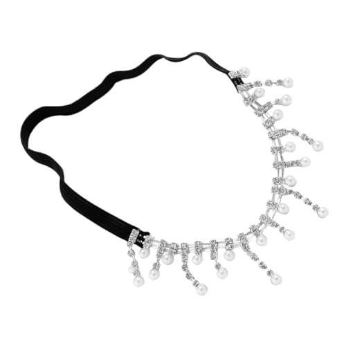 Lurrose Elastic Leg Chain Body Thigh Chain for Women with Full Rhinestone and Faux Pearl Tassel, Adjustable Body Jewelry Accessory for Fashion and Party Wear