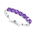3.5mm Stackable Rings S925 Sterling Silver Created Birthstone & Cubic Zirconia Ring for Women Wedding Bands Anniversary Birthday Jewelry Size 6 to 10(with Box) - color: 02-Created Amethyst-Feb