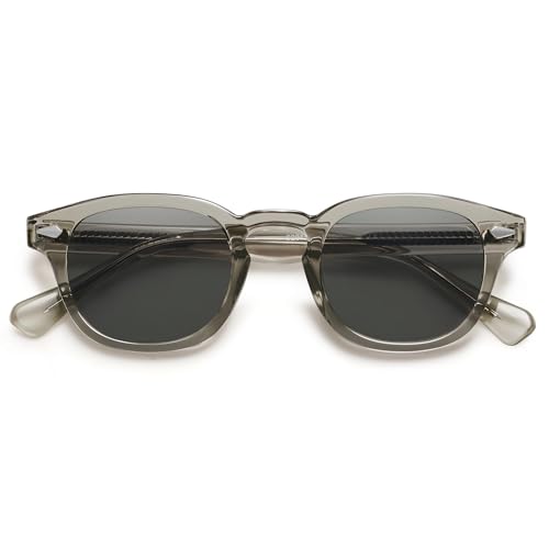 SOJOS Retro Small Round Sunglasses for Men Women Trendy Circle Style UV400 Lenses Unisex Sun Glasses SJ2251 - color: Crystal Grey/Grey