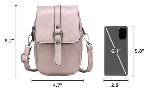 myfriday Vintage Crossbody Phone Bag for Women, Small PU Leather Shoulder Purse and Handbag - color: A-pink