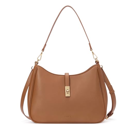 CLUCI Hobo Bags for Women, Vegan Leather Tote Handbag, Water Repellent Shoulder Purses, Crossbody Bag with Adjustable Strap - color: C-brown-large