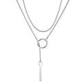 Slip Chain Necklaces for Women Stainless Steel Bar Pendant Choker Necklace Boho Handmade Long Lariat Necklace Silver Statement Punk Rock Collar Jewelry - style: Layering