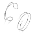 2Pcs Arm Cuff Gold Upper Arm Cuff for Women Adjustable Upper Arm Bracelets Open Irregular Arm Bangle Minimalist Coil Swirl Armlets Armband Jewelry - style: styleB silver