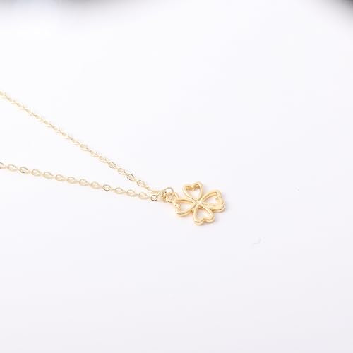 Dainty Gold Necklaces for Women Trendy Non Tarnish 14K Gold Plated Cubic Zirconia Necklace Layered Simple Cute Four Leaf Clover Choker Jewelry Birthday Gifts - color: Gold, style: Middle Empty