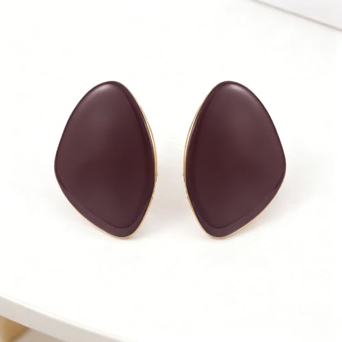 Statement Earrings for Women Big Earrings Large Statement Earrings Chunky Irregular Geometric Drop Dangle Earrings Oval Round Pebble Shape Earrings Chunky Jewelry - style: Burgundy / Maroon / Red
