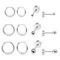 Dainty 6 Pairs Surgical Steel Earrings Sets for Multiple Piercing, Lightweight 14K Gold Plated Small Huggie Hoop Earrings, Flat Back Tiny Ball CZ Stud Earrings for Cartilage, Helix, Lobe, Hypoallergenic - style: Silver- Huggie Hoops and Ball Studs
