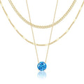 WomenGifts Layered Gold Necklaces for Women, 14K Gold Sterling Silver Plated Dainty Pendant Necklace Set Non Tarnish, Chunky Stackable Cuban Chain Choker, Trendy Birthstone Vacation Jewelry Gift - color: Gold, style: Cubic Zirconia-Created Aquamarine-Mar