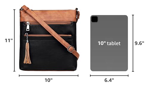 MASINTOR Crossbody Purses for Women, Multi Pocket Casual Crossbody Bag, Adjustable Strap Shoulder Bag with Tassel - color: Black Brown