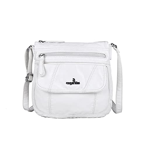 Angelkiss Small Womens Crossbody Bag Leather Shoulder Purse for Women Hobo Bag with Adjustable Shoulder Strap - color: 87white