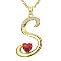 Birthday Gifts for Women 18k Gold Initial Necklaces for Women Simple Alphabets Letters with Birthstone Pendants Name Jewelry Anniversary Wedding Gifts for Sister Daughter Her (with Gift Box) - color: 01-Jan-Garnet, style: Letter S