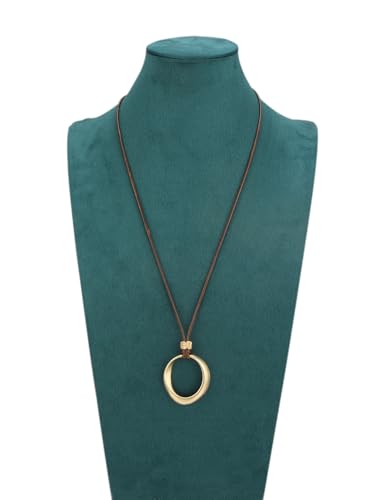 Leather Necklace for Women Vintage Boho Necklaces Black Cord Choker With Pendant Casual Chunky Leather Necklace Trendy - style: Big Pendant Necklace
