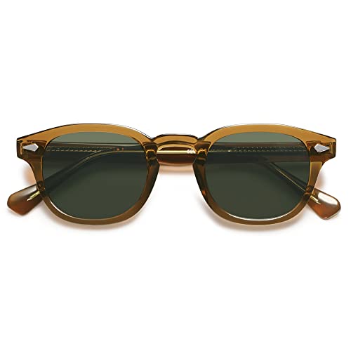 SOJOS Retro Small Round Sunglasses for Men Women Trendy Circle Style UV400 Lenses Unisex Sun Glasses SJ2251 - color: Olive Green/Dark Green