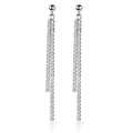 SLUYNZ 925 Sterling Silver Simulated Diamond Drop Earrings Linear Dangle Earrings for Women Teens Eelgant Wedding Bridal Prom Earrings Dainty CZ Long Dangling Earrings Tassel 4.5 cm/7.5 cm - color: B-Silver-6.3cm