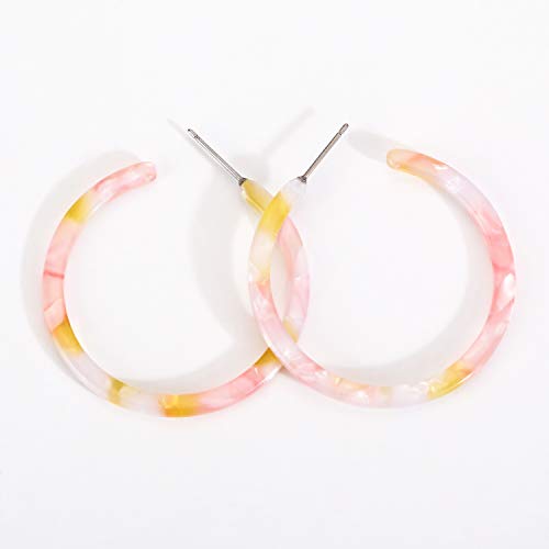 BaubleStar Tortoise Shell Resin Hoop Earrings Fashion Jewelry - color: Pink