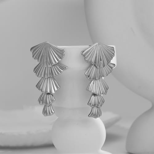 Gold/Silver Shell Dangle Earrings for Women Seashell Drop Dangle Earrings Ocean Beach Earrings Summer Jewelry - color: Silver