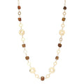 Long Gold Necklaces for Women Dainty Natural Stone Beaded Gold Necklace Mothers Day Gifts Boho Gold Costume Jewelry for Women - color: Brown