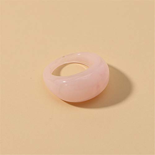 Set Resin Colorful Wide Thick Dome Knuckle Finger Stackable Joint Ring Retro Acrylic Transparent Vintage Jewelry Party Elegant Handmade Gift Diameter 18mm Stylish Bold - color: pink