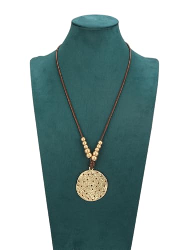 Leather Necklace for Women Vintage Boho Necklaces Black Cord Choker With Pendant Casual Chunky Leather Necklace Trendy - style: Beaded Long Leather Necklace