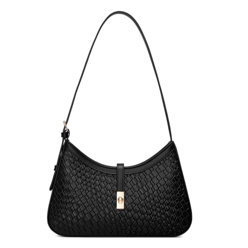 CLUCI Shoulder Bag for Women, Purses for Women, Handbag Hobo Bags Vegan Leather Crossbody Purse with Adjustable Strap Black Woven Texture - color: B-black Woven Texture-small