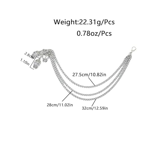 Nojess 2Pcs Punk Goth Shoe Chains Skull Boot chains Skeleton Hand Shoe Charms Shoes Sneakers Martin Boots Accessories Stuff - style: Skull Chain