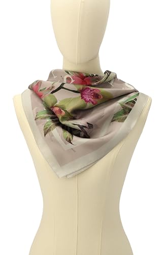 AllSaints Women's Adena Dusty Pink Square Scarf, 100% Silk Accessory with Lightweight Fabric