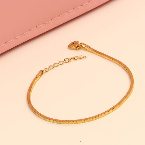 LeCalla 925 Sterling Silver Bracelet Jewelry Gift | Lightweight Italian Design Adjustable Love Bracelet | Link Chain with Lobster Claw Clasp Bracelet for Women Daughter Friendship Bracelet - color: Square Snake