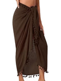QIANXIZHAN Women's Swimsuit Cover Up,Beach Sarong Wrap Bottom Coverup for Women Short Skirt - color: Tassels Darkcoffee