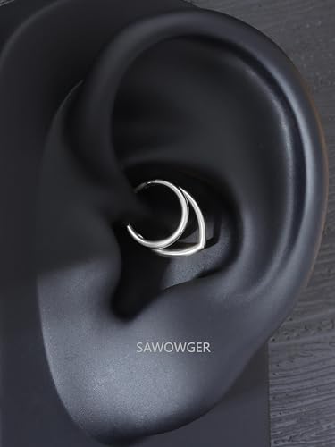 16G Titanium Septum Rings Double Septum Jewelry Daith Piercing Jewelry Silver Gold Hinged Segment Helix Clicker Piercing Jewelry 8 mm 10 mm Seamless Ring Hypoallergenic Jewellery for Her - color: Silver, size: 8mm