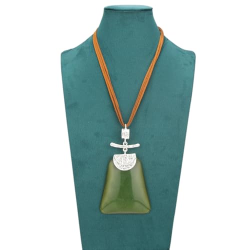 Leather Necklace for Women Large Pendant Hippie Choker Necklace Vintage Sweater Necklace Chunky Boho Necklaces for Women - style: Boho Pendant Necklace