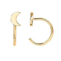 PAVOI 925 Sterling Silver Huggie Half Hoop Earrings | Hypoallergenic Minimalist Tiny Cartilage Earring - style: Moon