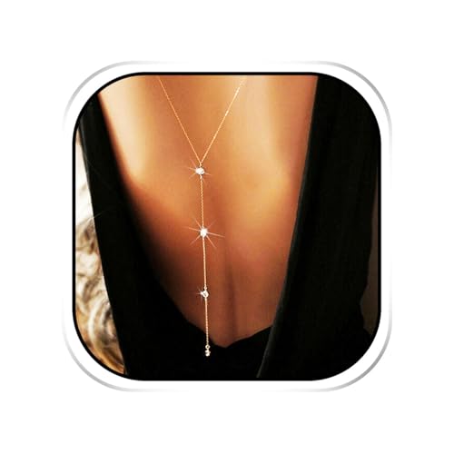YONAMIX Back Chain for Backless Dress Body Jewelry for Women | Long Back Necklace Body Chains Accessories - color: B Gold
