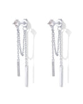PAVOI 18K Gold Plated 925 Sterling Silver Posts Drop Dangle Chain Earrings for Women | Dangling Chain Studs | Cubic Zirconia Ball Threader Earscapes Earrings - style: Cubic Zirconia