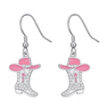 Western Earrings for Women 925 Sterling Silver Turquoise Western Country Dangle Drop Earrings Country Jewelry Gifts for Cowgirl Cowboy - style: Cowboy Boot-Pink