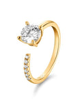 FWM Round Cut Moissanite Simple Open Rings for Women, Adjustable Ring, Solid Sterling Silver With Gold Plated, Stackable Wedding Band, Anniversary Valentines Mothers Day Christmas Gift - color: Round Cut - Yellow Gold, size: 6