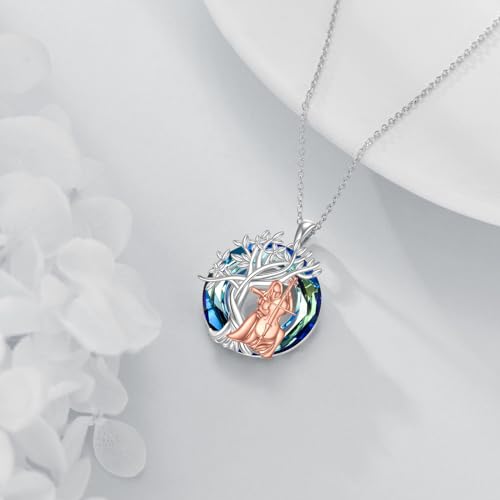 YFN Tree of Life Necklace Sterling Silver Crystal Jewelry Graduation Birthday Gifts for Women - color: Cello