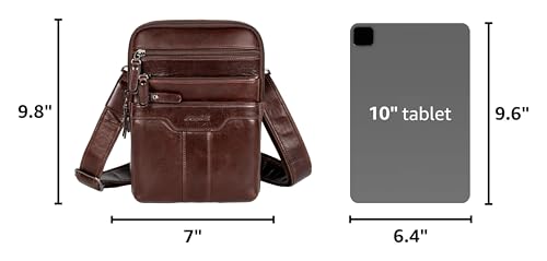 Leather Messenger Bag for Men, Small Leather Sling Shoulder Bag Messenger Pack for Men, Man Purse - color: Brown