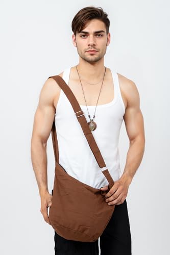 Your Cozy Hobo Sling Bags For Women Crossbody Bag Thai Top Handmade Shoulder Bag with Adjustable Strap - color: Chocolate