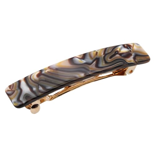 French Amie Small 2 1/4 inch Celluloid Handmade Hair Barrette No Slip Grip Durable Styling Women Hair Accessories Hair Clip for Girls, Made in France(Onyx Silver Grey) - color: Onyx Silver Grey