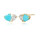 Turquoise Stud Earrings for Women, 14K Gold Plated Created Gemstone Minimal Design Everyday Boho Jewelry Gifts - style: Heart Teardrop